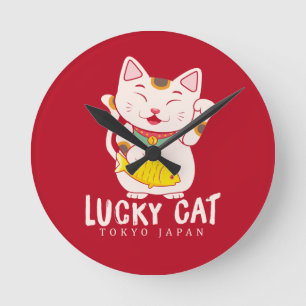 Good Luck Charm Lucky Cat Maneki Neko Ronde Klok