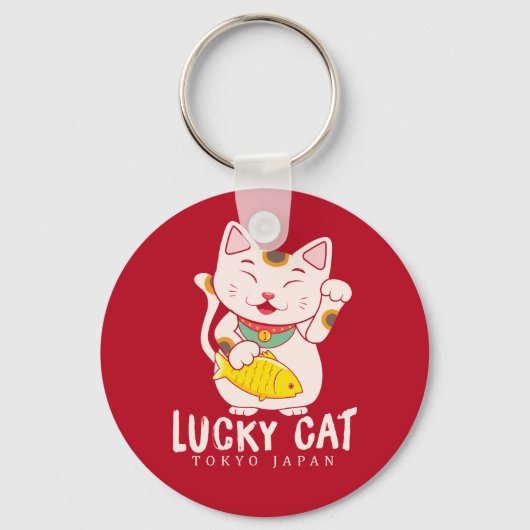 Good Luck Charm Lucky Cat Maneki Neko Sleutelhanger (Voorkant)