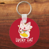 Good Luck Charm Lucky Cat Maneki Neko Sleutelhanger (Voorkant)