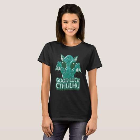 Good Luck Cthulhu Japanse Monster Cuthulu T-shirt (Voorkant volledig)