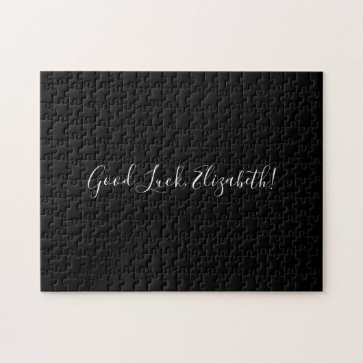 Good Luck Custom Name Script op Solid Black Funny Legpuzzel (Horizontaal)