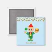 Good Luck Cute Elf en Gold Stippen Magneet (Voorkant / Achterkant)