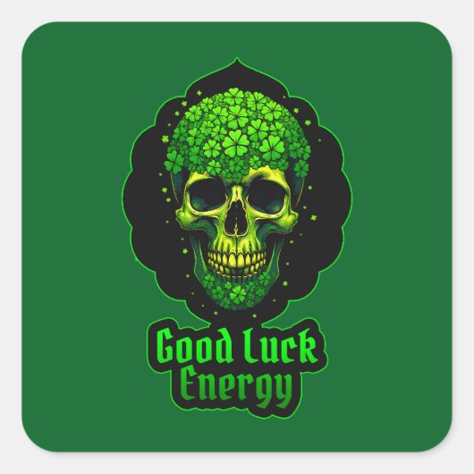 Good Luck Energy Skull St Patrick’s - Autocolante Vierkante Sticker (Voorkant)