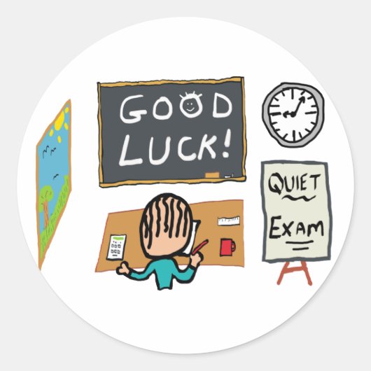 Good Luck Exams Ronde Sticker (Voorkant)