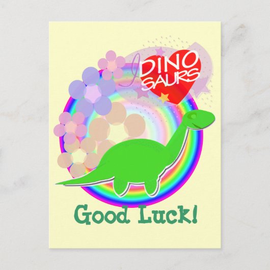 Good Luck Flower Dinosaur Briefkaart (Voorkant)