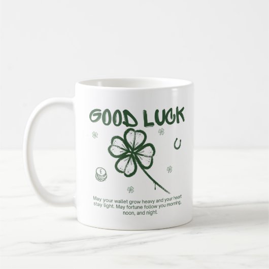 Good Luck Four-Leaf Clover Coffee Koffiemok (Links)