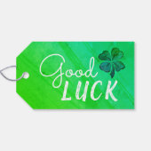 Good Luck Four Leaf Clover Shamrock Cadeaulabel (Achterkant Horizontaal)