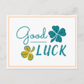 Good Luck Four Leaf Clover Shamrock Feestdagenkaart (Voorkant)