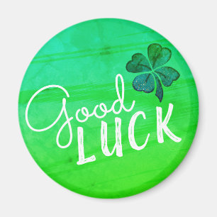 Good Luck Four Leaf Clover Shamrock Magneet