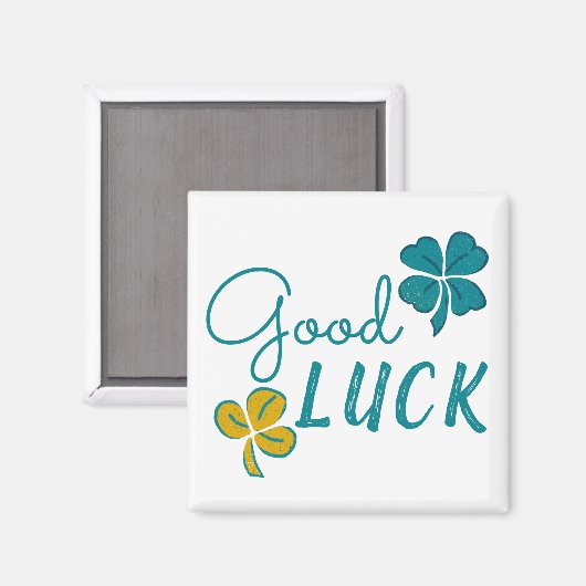 Good Luck Four Leaf Clover Shamrock Magnet (Voorkant / Achterkant)