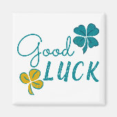Good Luck Four Leaf Clover Shamrock Magnet (Voorkant)