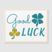 Good Luck Four Leaf Clover Shamrock Magnet Card (Voorkant)