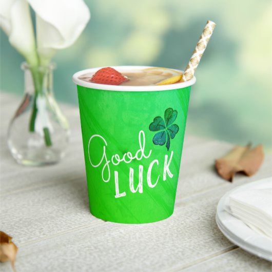Good Luck Four Leaf Clover Shamrock Papieren Bekers (Insitu)