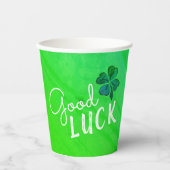 Good Luck Four Leaf Clover Shamrock Papieren Bekers (Voorkant)