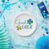 Good Luck Four Leaf Clover Shamrock Papieren Bordje (Feest)