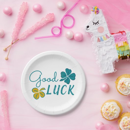 Good Luck Four Leaf Clover Shamrock Papieren Bordje (Feest)