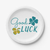 Good Luck Four Leaf Clover Shamrock Papieren Bordje (Voorkant)