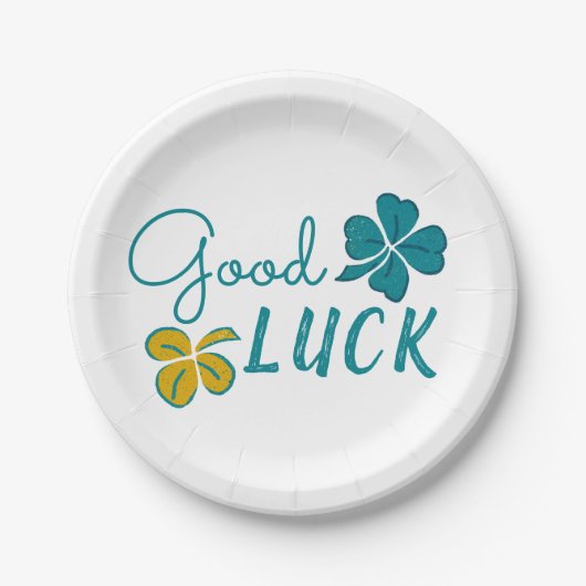 Good Luck Four Leaf Clover Shamrock Papieren Bordje (Voorkant)