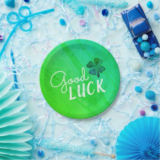 Good Luck Four Leaf Clover Shamrock Papieren Bordje (Feest)