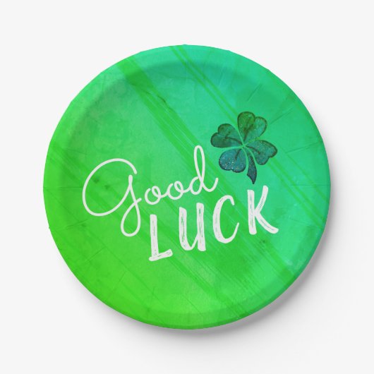 Good Luck Four Leaf Clover Shamrock Papieren Bordje (Voorkant)