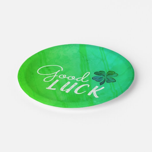 Good Luck Four Leaf Clover Shamrock Papieren Bordje (Gekanteld)