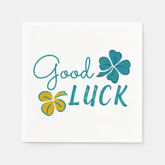 Good Luck Four Leaf Clover Shamrock Servet (Voorkant)