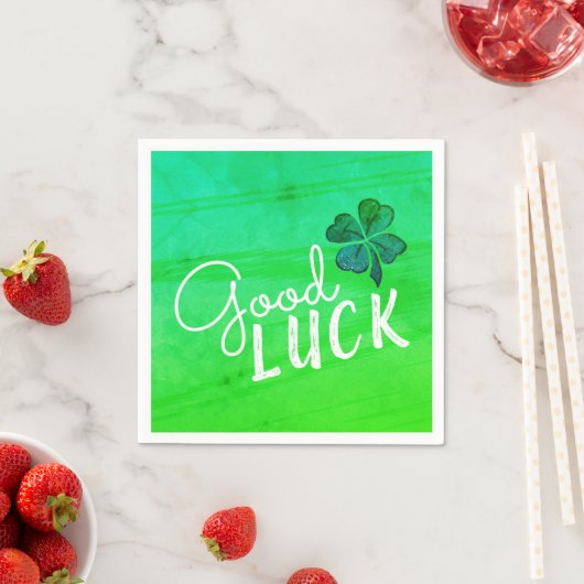 Good Luck Four Leaf Clover Shamrock Servet (Insitu)