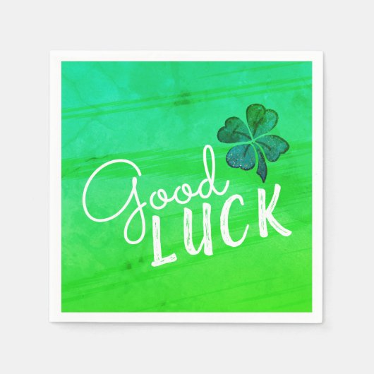 Good Luck Four Leaf Clover Shamrock Servet (Voorkant)