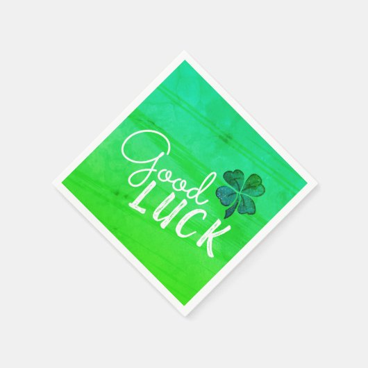 Good Luck Four Leaf Clover Shamrock Servet (Hoek)