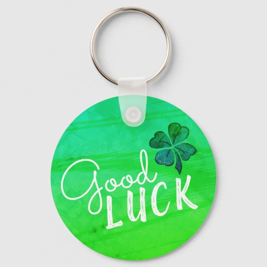 Good Luck Four Leaf Clover Shamrock Sleutelhanger (Voorkant)