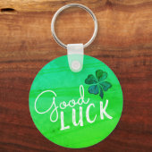 Good Luck Four Leaf Clover Shamrock Sleutelhanger (Voorkant)