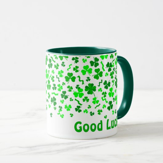 Good Luck Four Leaf Clover Shamrocks Personalized Mok (Voorkant rechts)