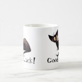 Good Luck Funny Lucky Black Cat Art Koffiemok (Center)