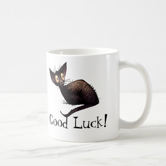 Good Luck Funny Lucky Black Cat Art Koffiemok (Rechts)
