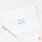 Good Luck Glossy Ocean Pastel Tekst Vierkante Sticker (Envelop)