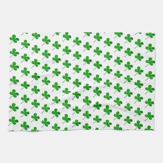 Good Luck Green Lucky 4 Leaves Shamrocks Clover Ki Theedoek (Horizontaal)