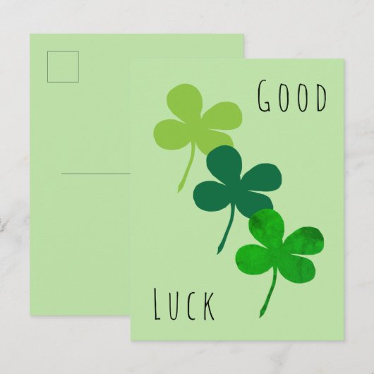 Good Luck Green Shamrock Clover Briefkaart (Voorkant / Achterkant)