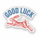 Good Luck Hare – Vintage Running Rabbit Design Sticker (Voorkant)