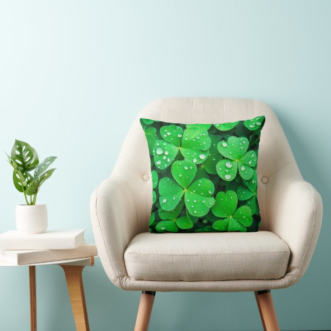 Good Luck Irish Four-Leaf Clovers Kussen (Stoel)