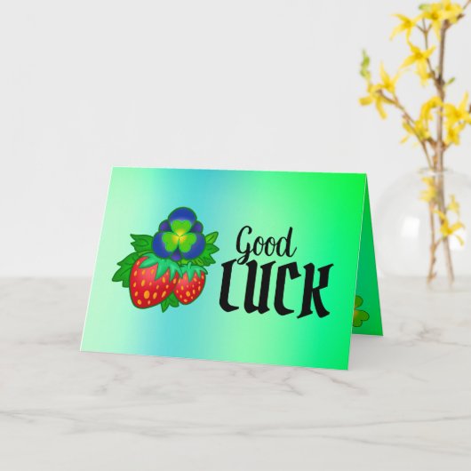 Good Luck Irish Strawberry Exam Study Wish Kaart (Gele Bloem)