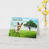 Good Luck Jack Russel Terrier die Fetch speelt Kaart (Gele Bloem)