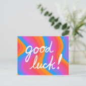 GOOD LUCK kleurrijke kool & vun stripes Briefkaart (Staand voorkant)