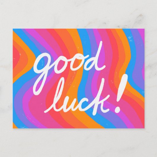 GOOD LUCK kleurrijke kool & vun stripes Briefkaart (Voorkant)