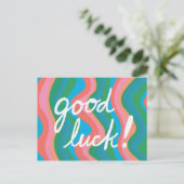 GOOD LUCK kleurrijke kool & vun stripes Briefkaart (Staand voorkant)