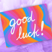 GOOD LUCK kleurrijke kool & vun stripes Briefkaart