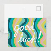 GOOD LUCK kleurrijke kool & vun stripes Briefkaart (Voorkant / Achterkant)