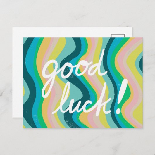 GOOD LUCK kleurrijke kool & vun stripes Briefkaart (Voorkant / Achterkant)