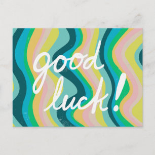 GOOD LUCK kleurrijke kool & vun stripes Briefkaart