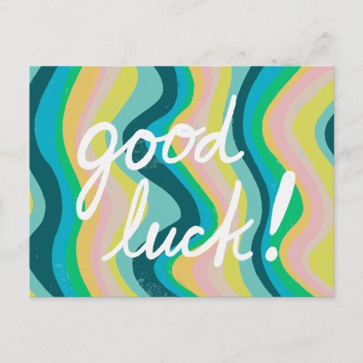 GOOD LUCK kleurrijke kool & vun stripes Briefkaart (Voorkant)