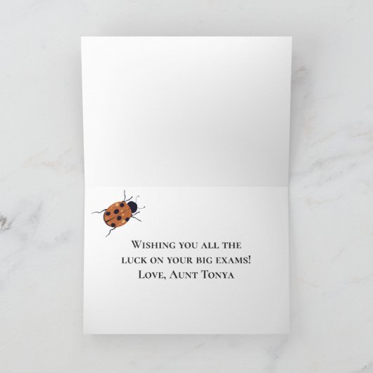 Good Luck Ladybug Floral Kaart (Binnen)